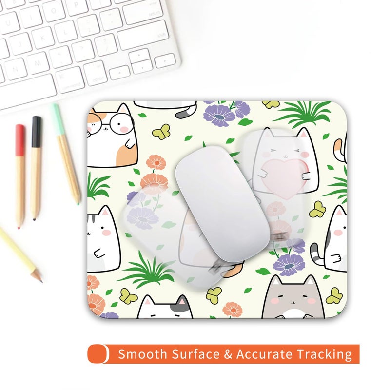 Armanza Square Mouse Pad Cute Cat, Personalized Premium-Textured Custom Mouse Mat Design, Washable Mousepad Cloth, Non-Slip Rubber Base Computer Mouse Pads for Wireless Mouse - Image 4